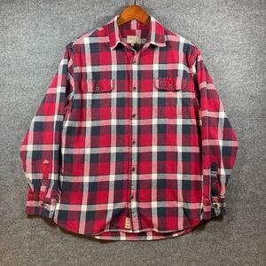 Jachs Button Up Shirt Men's Large Red/Black Plaid Long Sleeve Outdoor Hiking